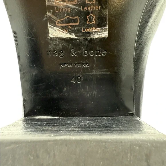 rag & bone Walker Black Leather Block Heel Chelsea Ankle Boots Size 40/10 - Picture 8 of 13